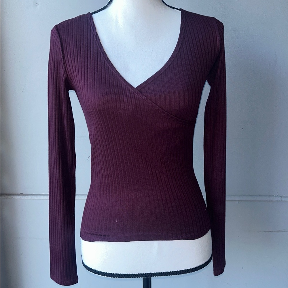 Cape Juby Maroon Striped Knit Top
